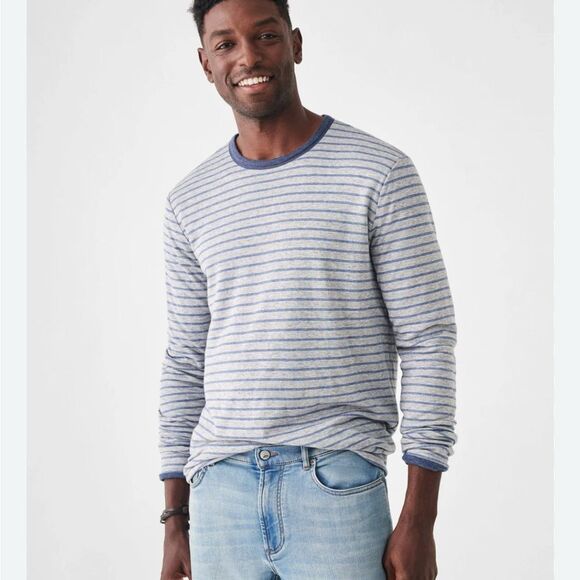 Faherty Other - FAHERTY Cloud Reversible Crew Men's Striped Blue / light blue men’s XL